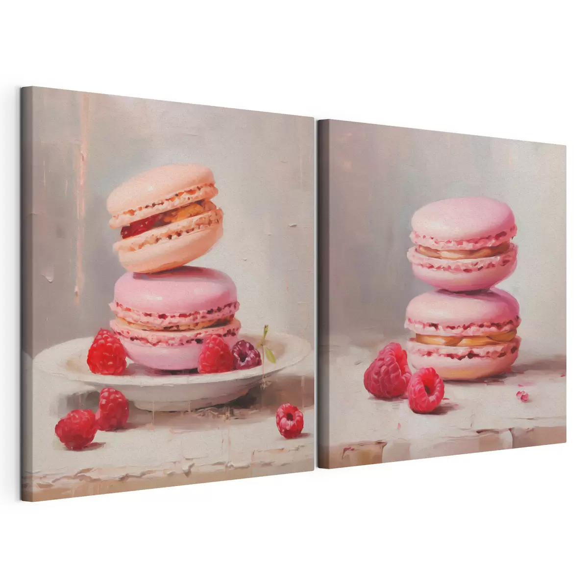  Peintures Macarons et framboises, imitation d'un tableau m31103