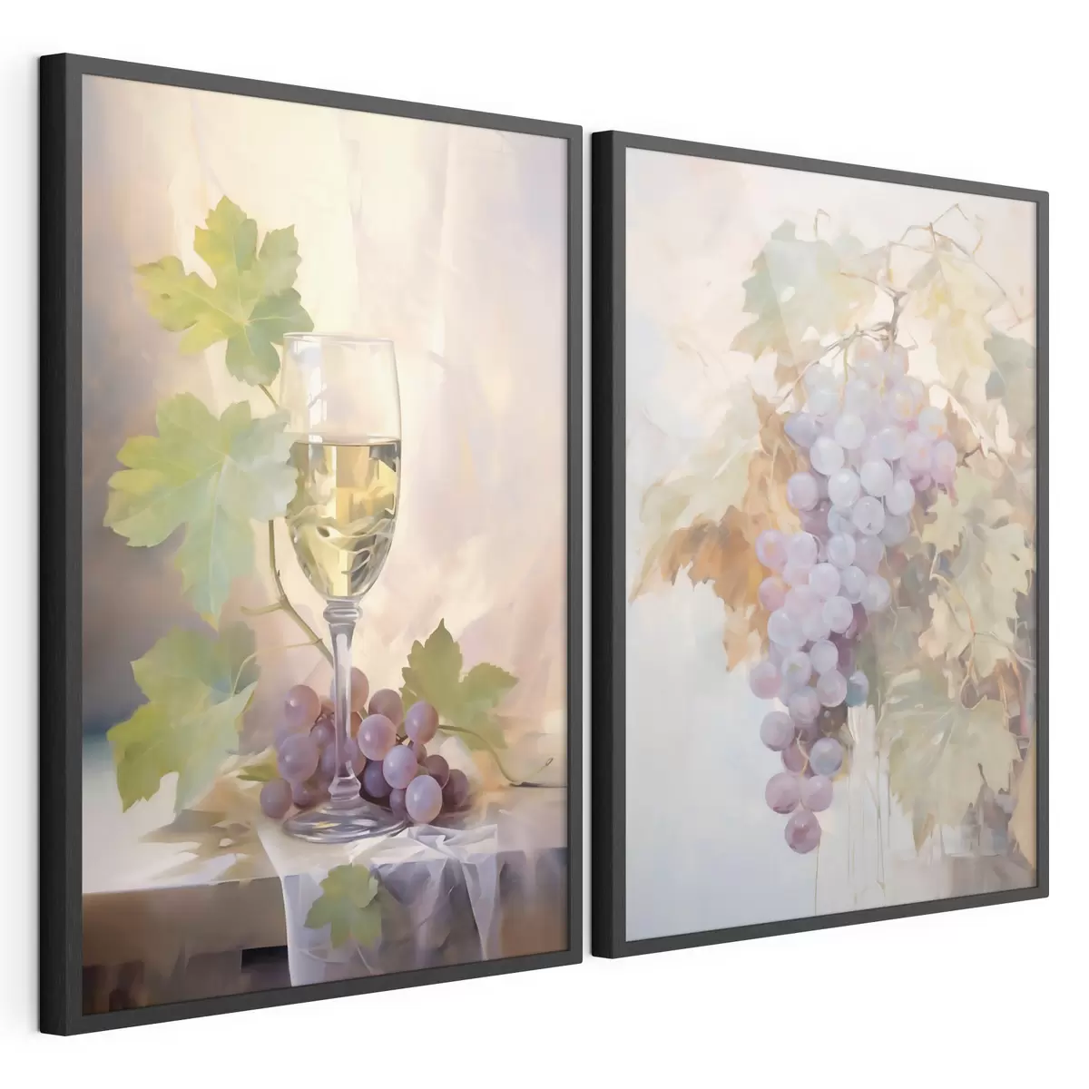 Poster Een glas wijn en druiven, reproductie van een schilderij d31093