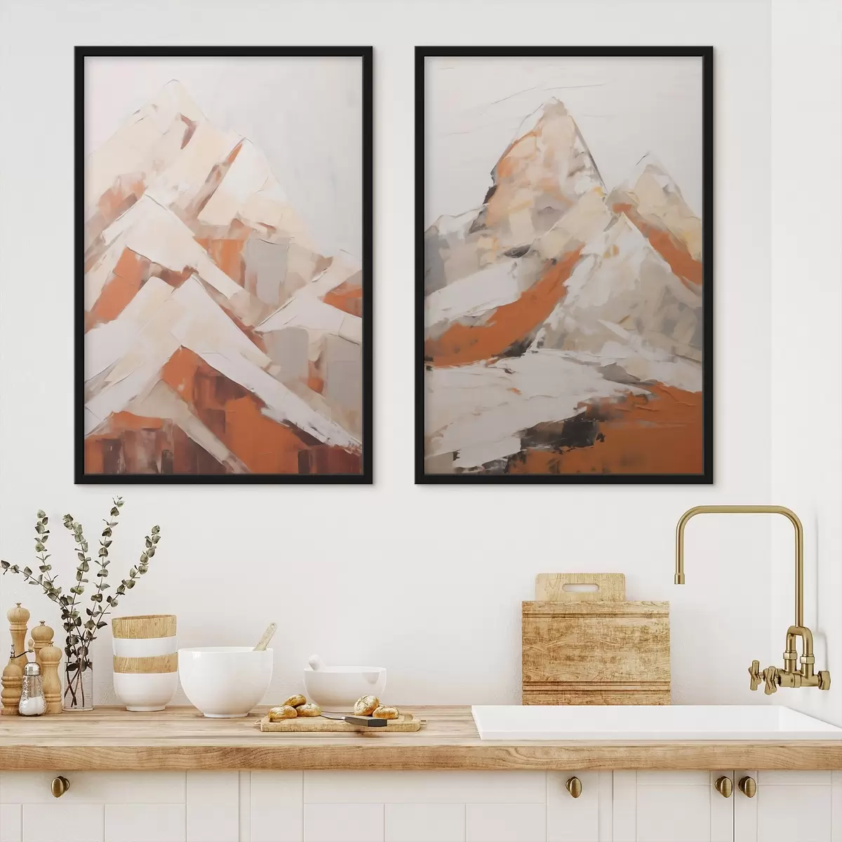 Poster Bergen, imitatie van een schilderij d31094