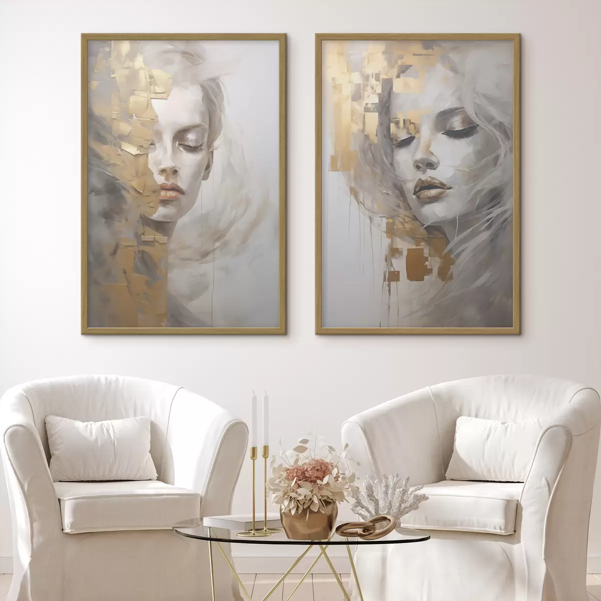 Poster Abstract portret, imitatie van een schilderij d31096