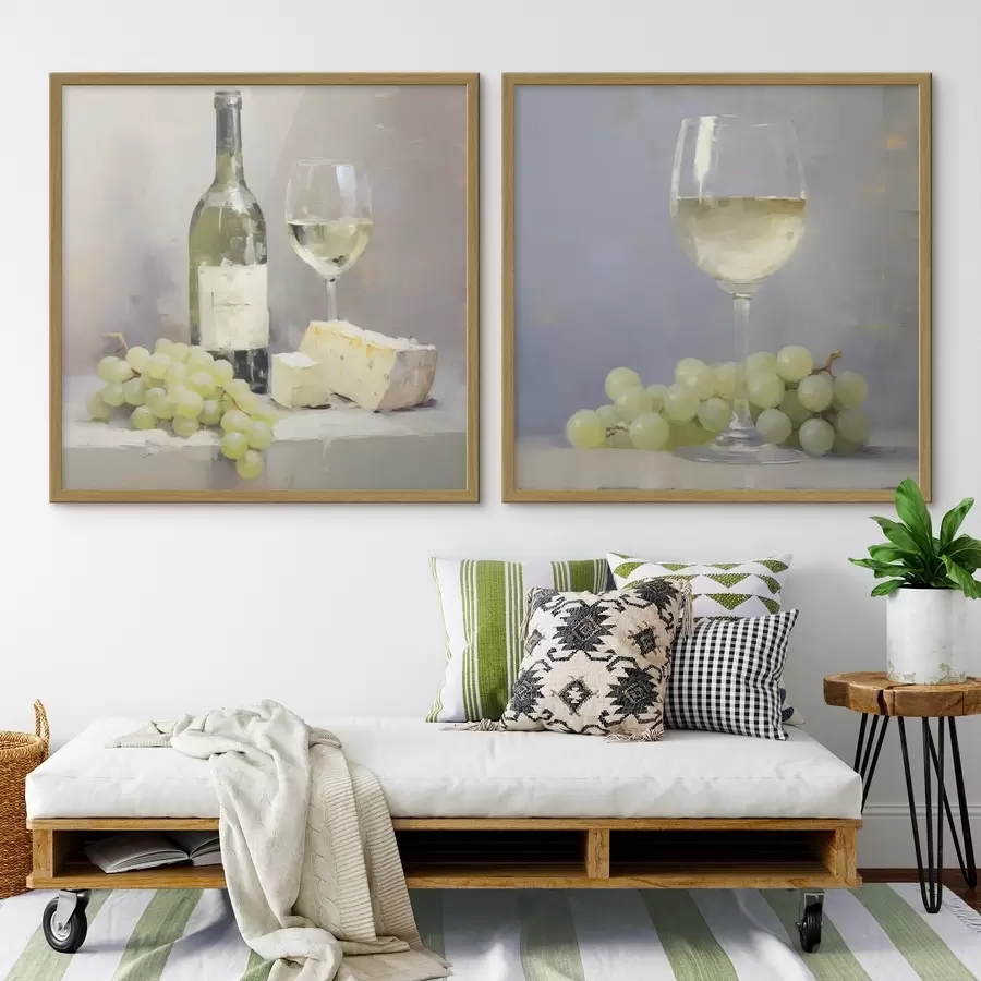 Fotobehang Wijn en druiven, een imitatie van een schilderij d31099