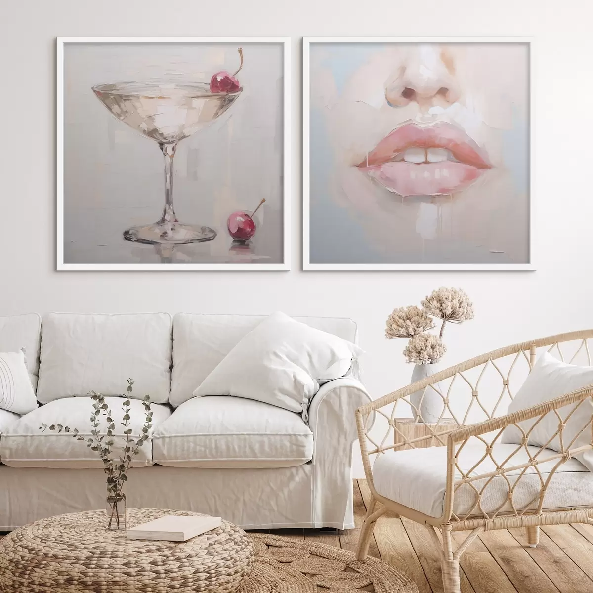 Affiche Des lèvres et un cocktail, une imitation d'un tableau d31100