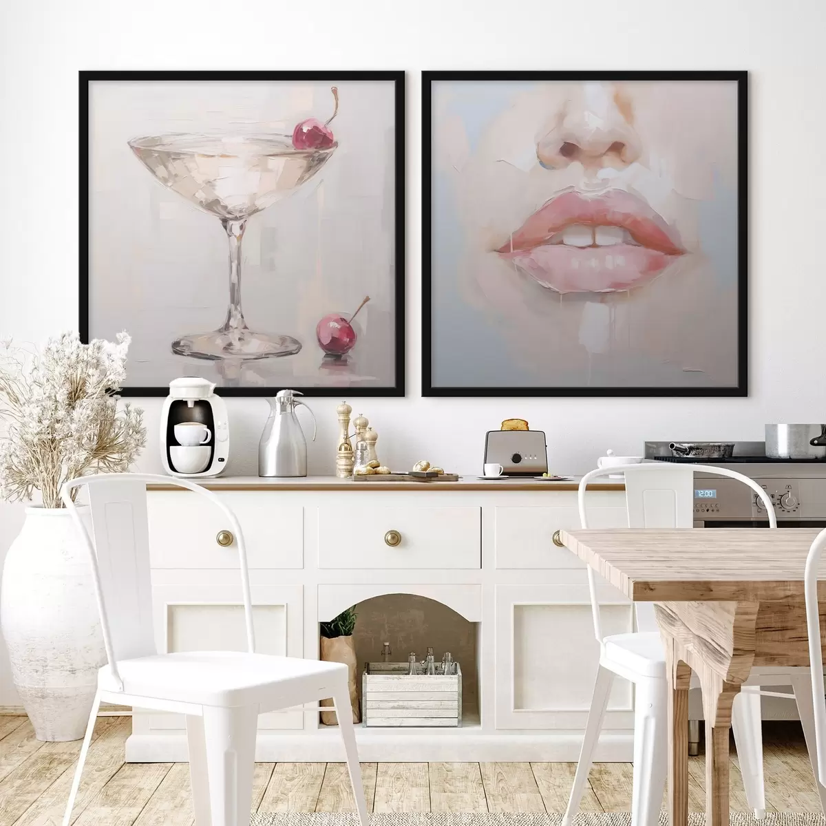 Affiche Des lèvres et un cocktail, une imitation d'un tableau d31100