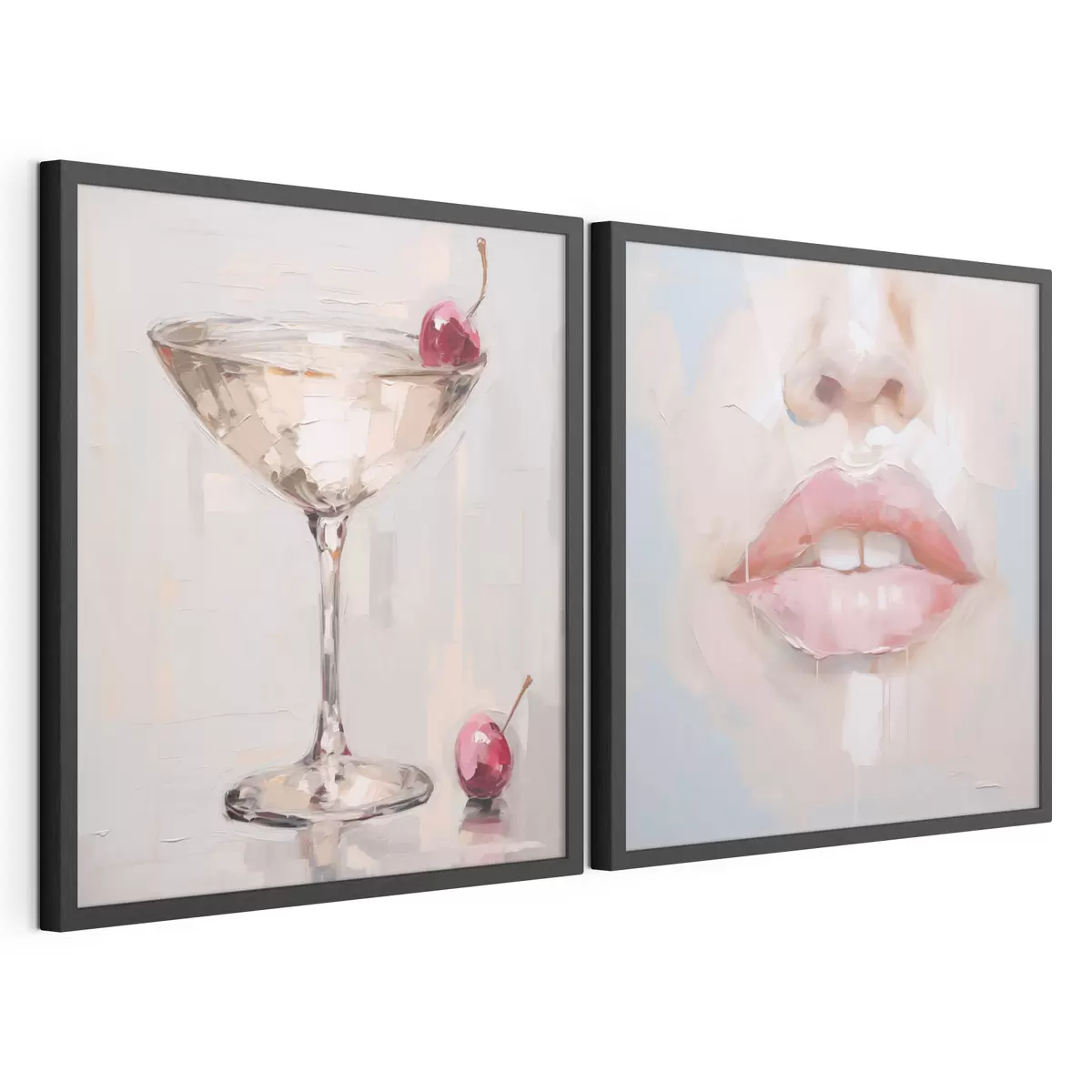 Affiche Des lèvres et un cocktail, une imitation d'un tableau d31100