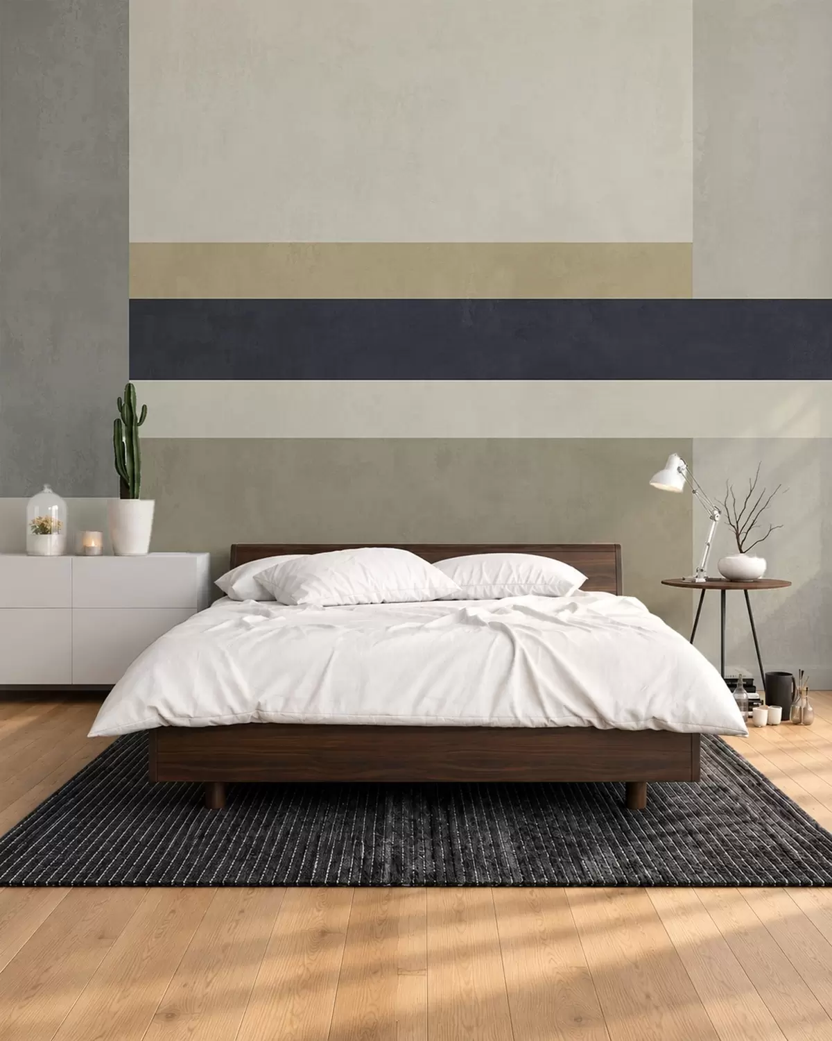 Fotobehang Geometrische blokken in beige en grijstinten met een donkere streep w05890v1