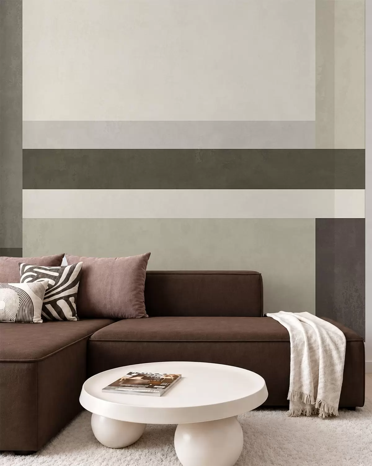 Fotobehang Geometrische compositie met olijfgroene, grijze en beige blokken w05890v3