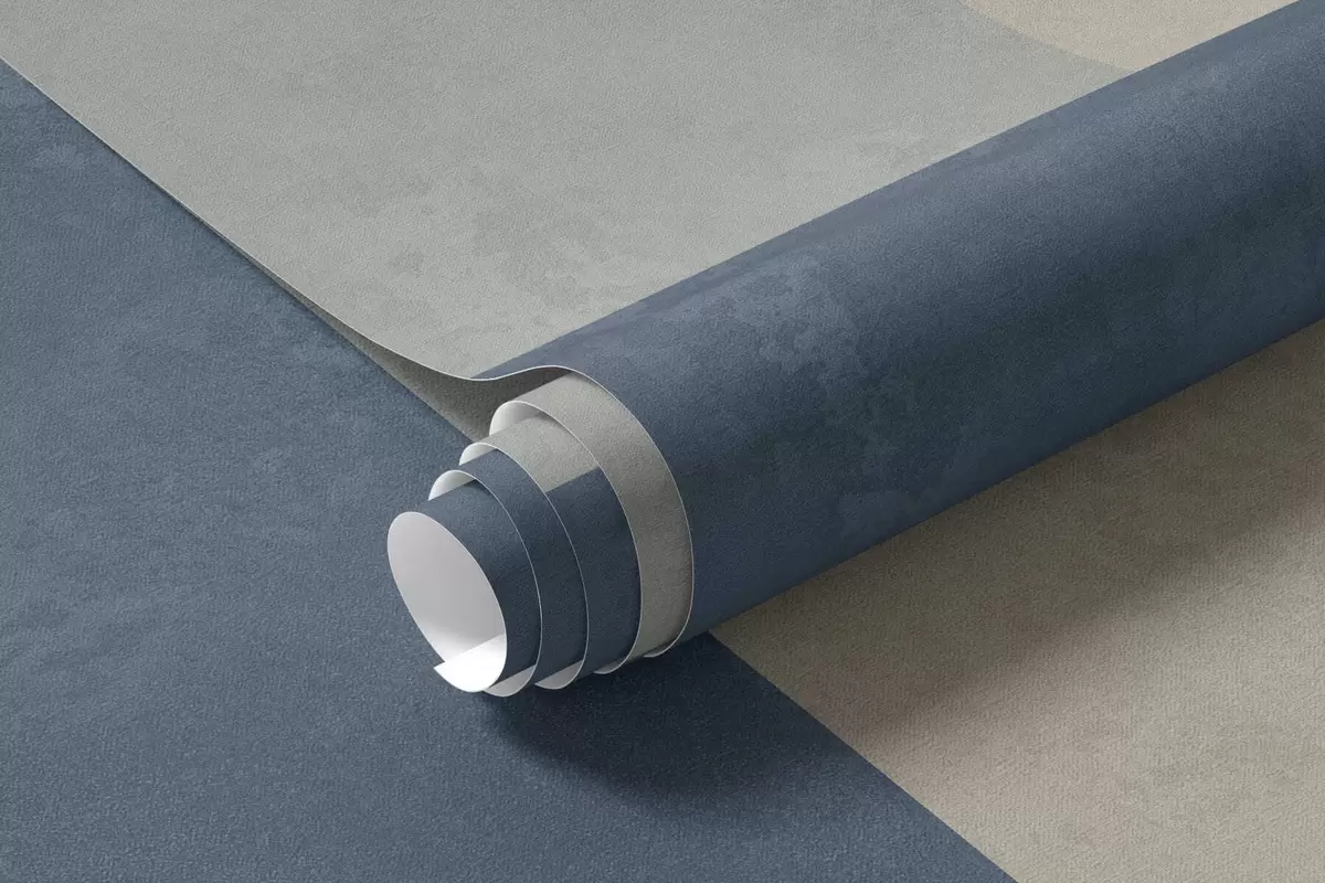 Fotobehang Geometrische blokken in grijze en beige tinten met een blauwe streep w05891v1