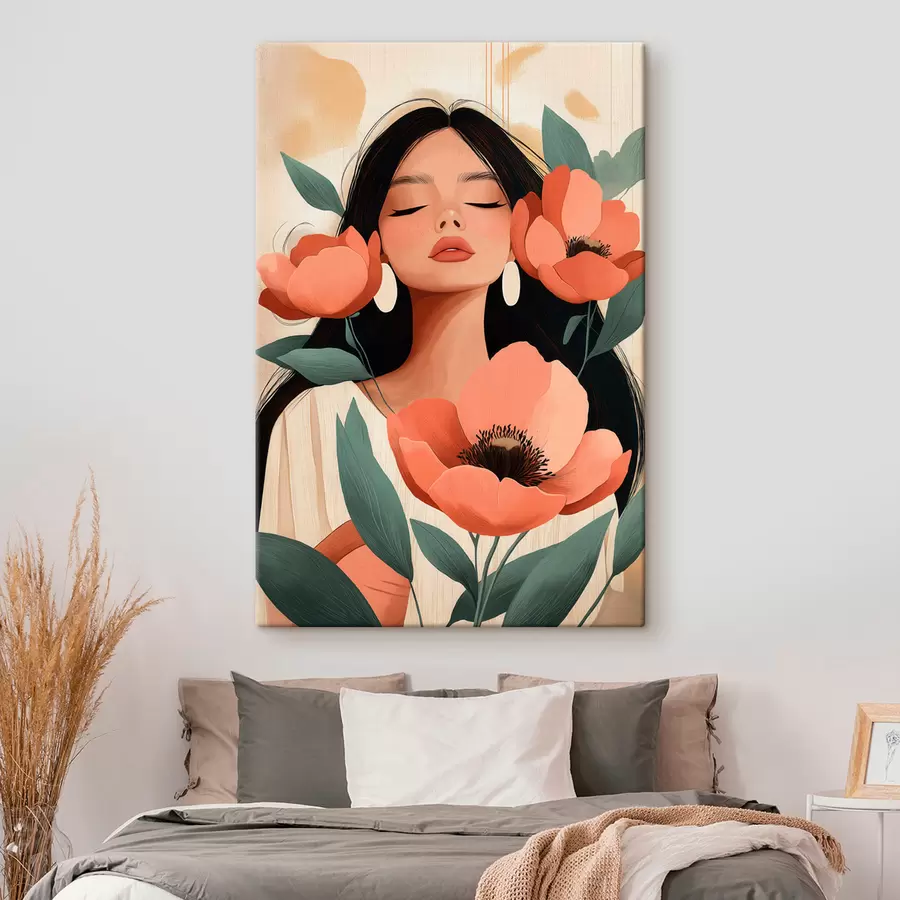  Peintures Une jeune fille aux coquelicots s51050