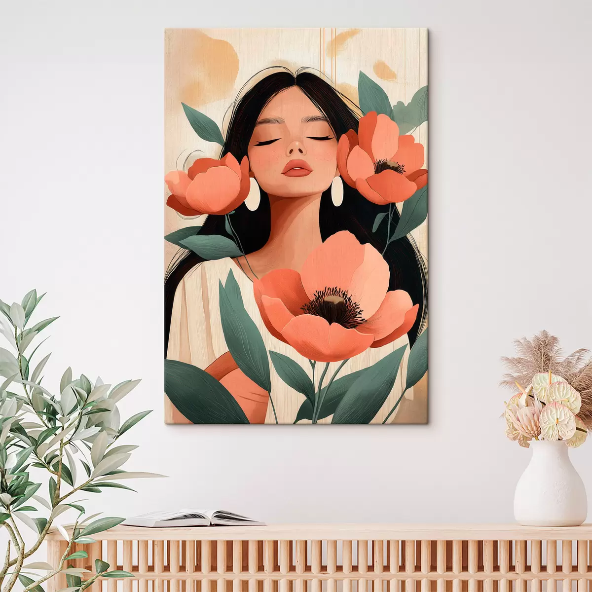  Peintures Une jeune fille aux coquelicots s51050