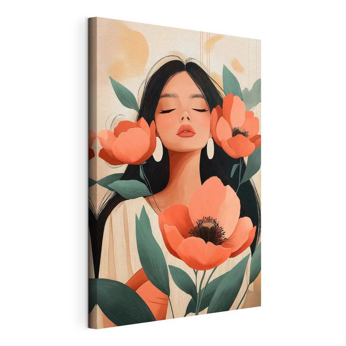  Peintures Une jeune fille aux coquelicots s51050