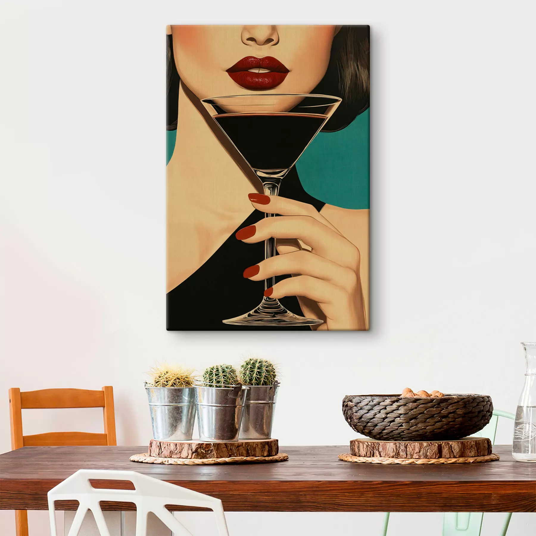  Peintures Une fille avec un verre s51052