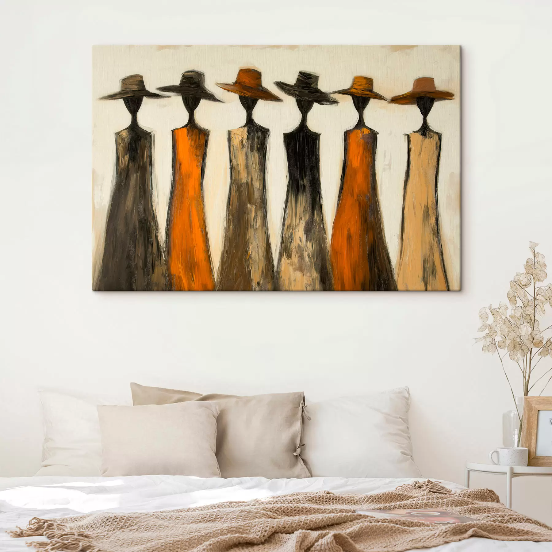  Peintures Silhouettes coiffées de chapeaux s51064