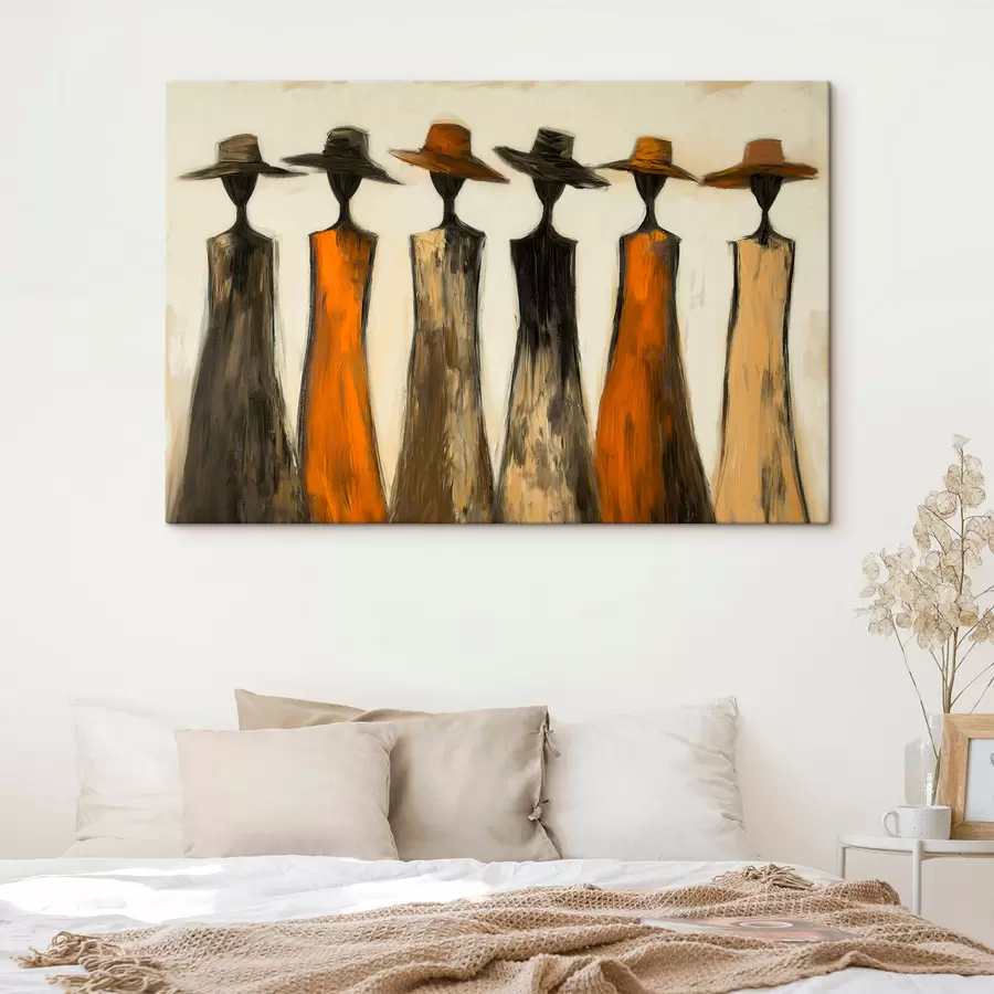  Peintures Silhouettes coiffées de chapeaux s51064