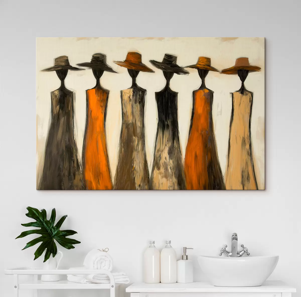  Peintures Silhouettes coiffées de chapeaux s51064