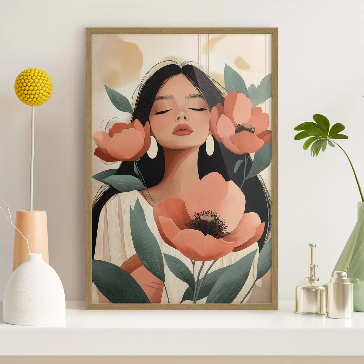 Affiche Une jeune fille aux coquelicots f51050