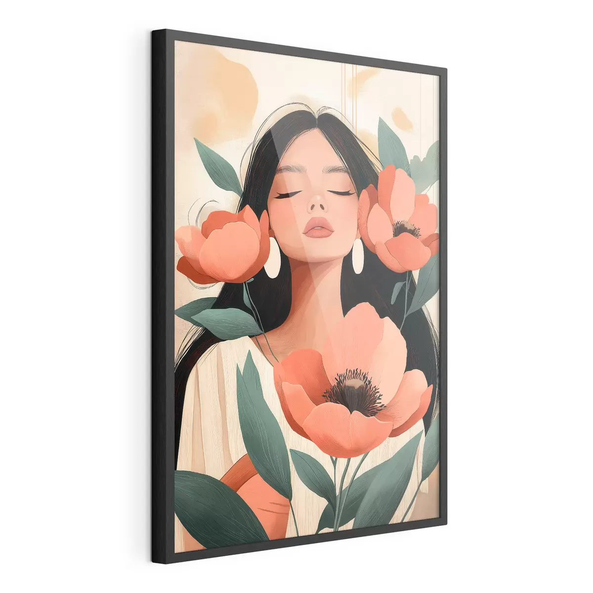 Affiche Une jeune fille aux coquelicots f51050