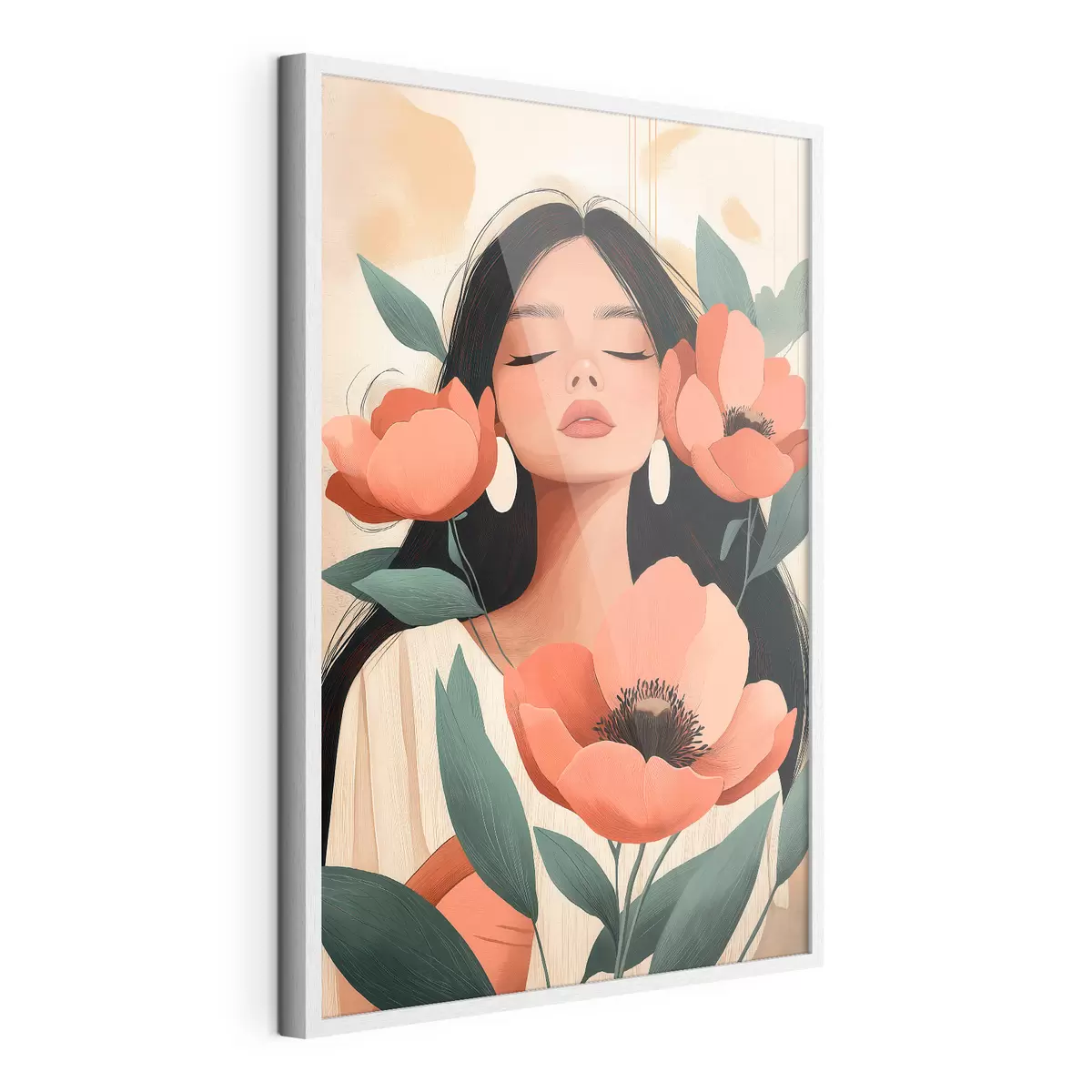 Affiche Une jeune fille aux coquelicots f51050