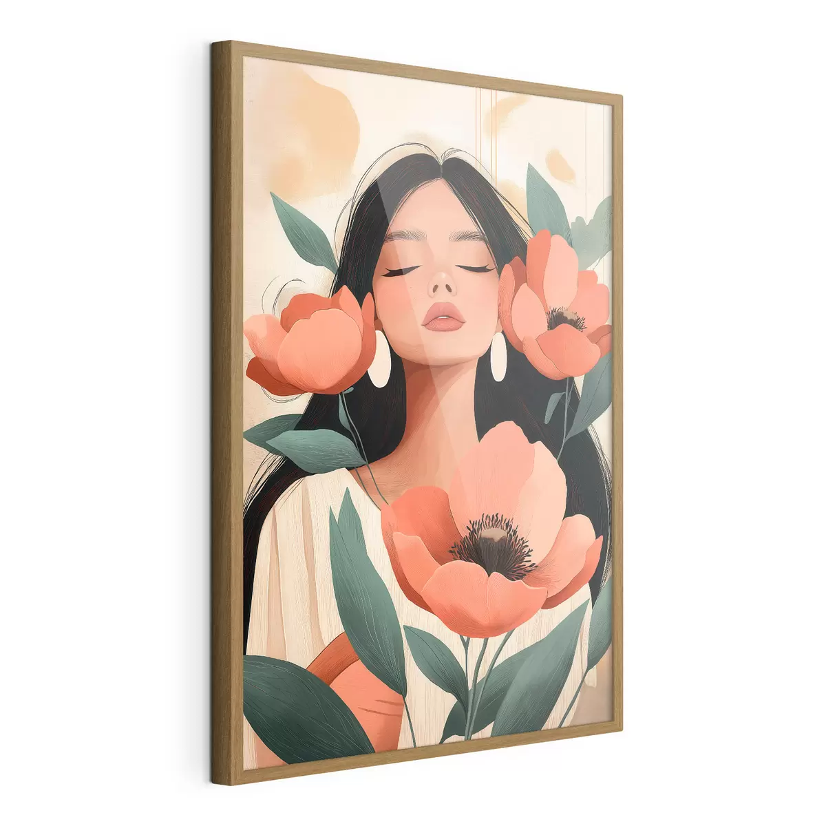 Affiche Une jeune fille aux coquelicots f51050