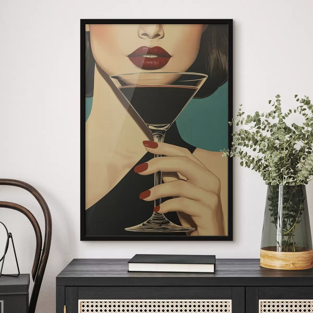 Poster Een meisje met een glas f51052