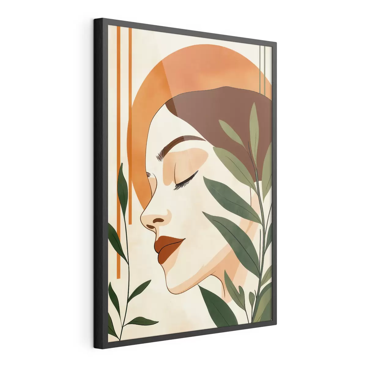 Affiche Une image abstraite représentant une jeune fille entourée de feuilles f51053