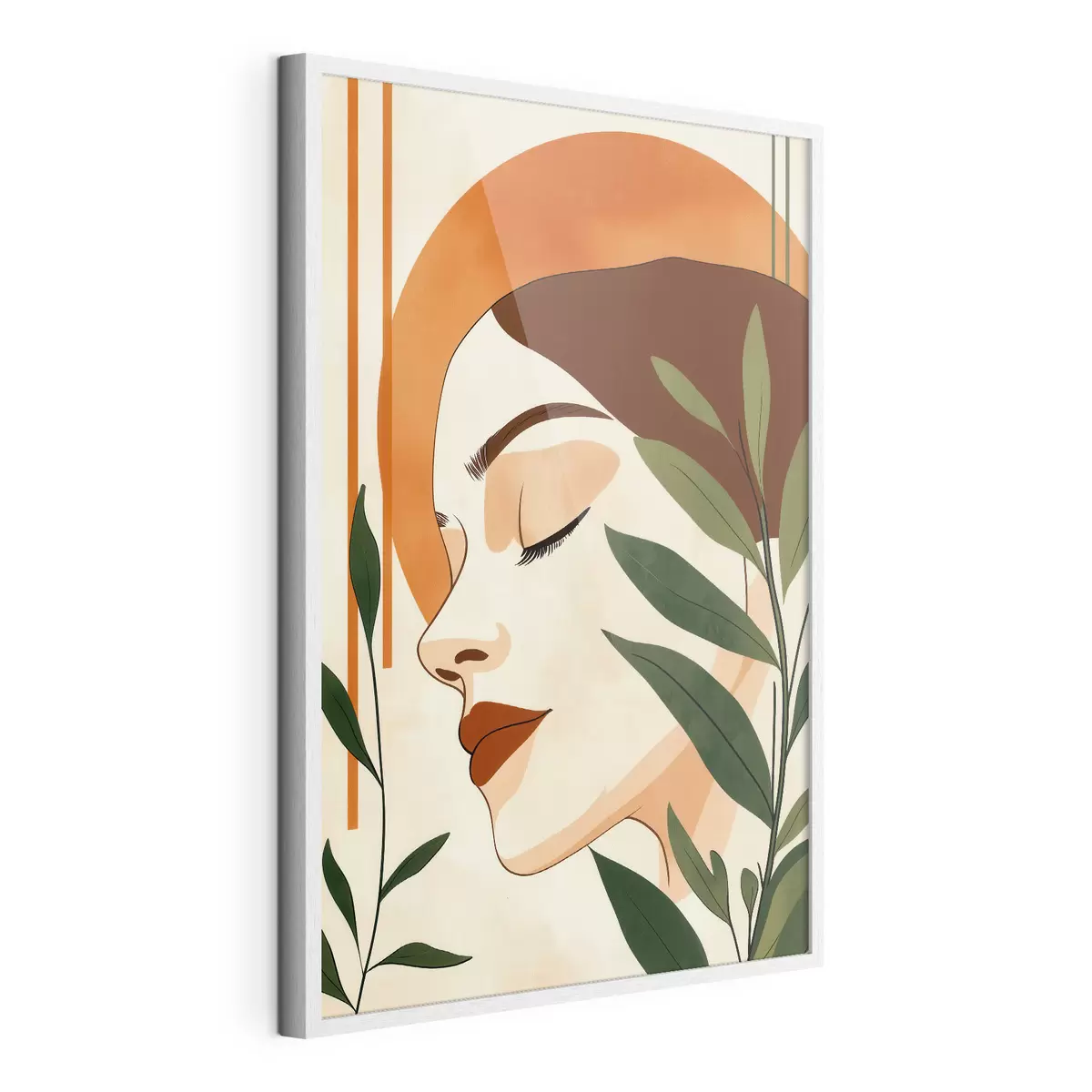 Affiche Une image abstraite représentant une jeune fille entourée de feuilles f51053