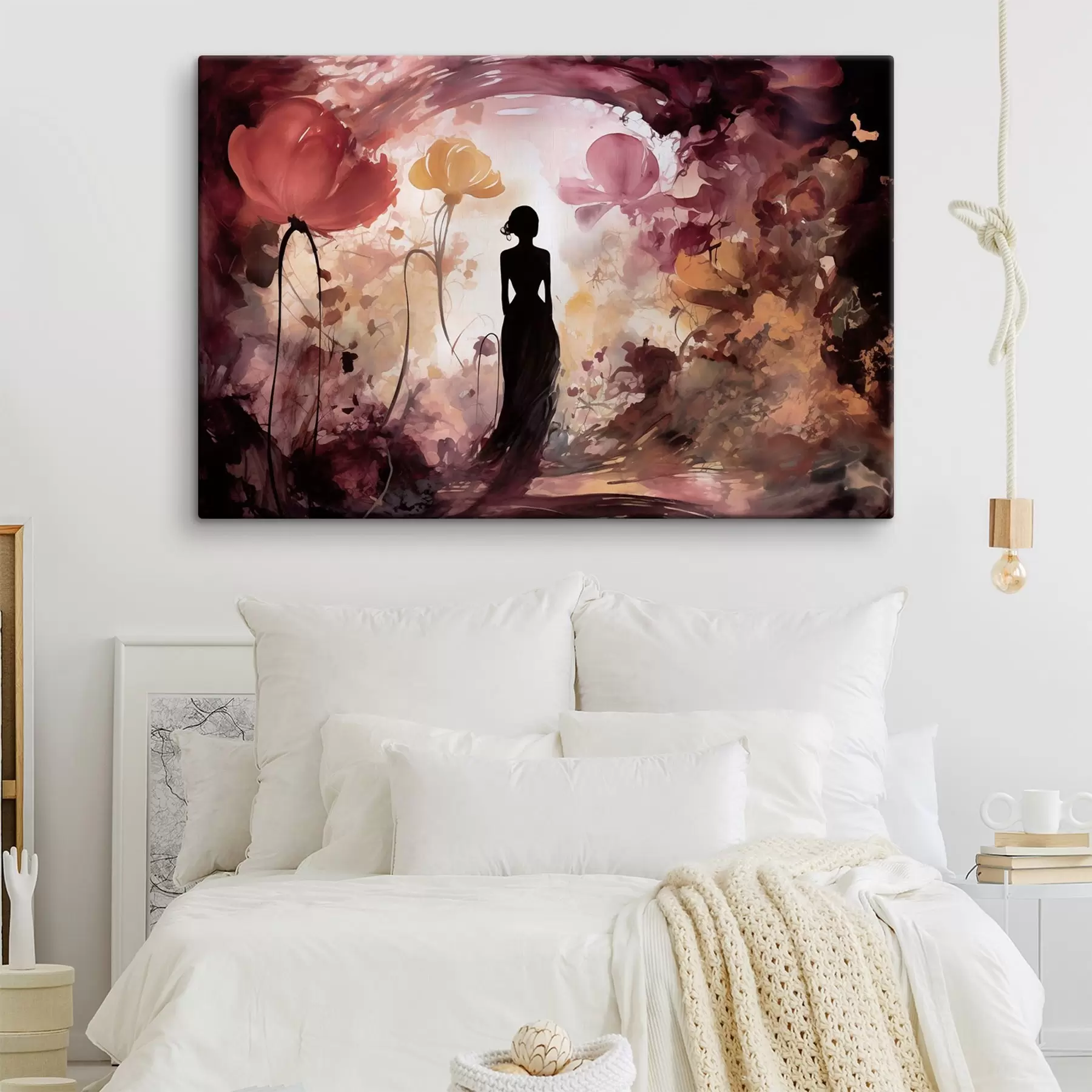  Peintures Silhouette d'une femme dans un jardin fleuri digne d'un conte de fées s51081