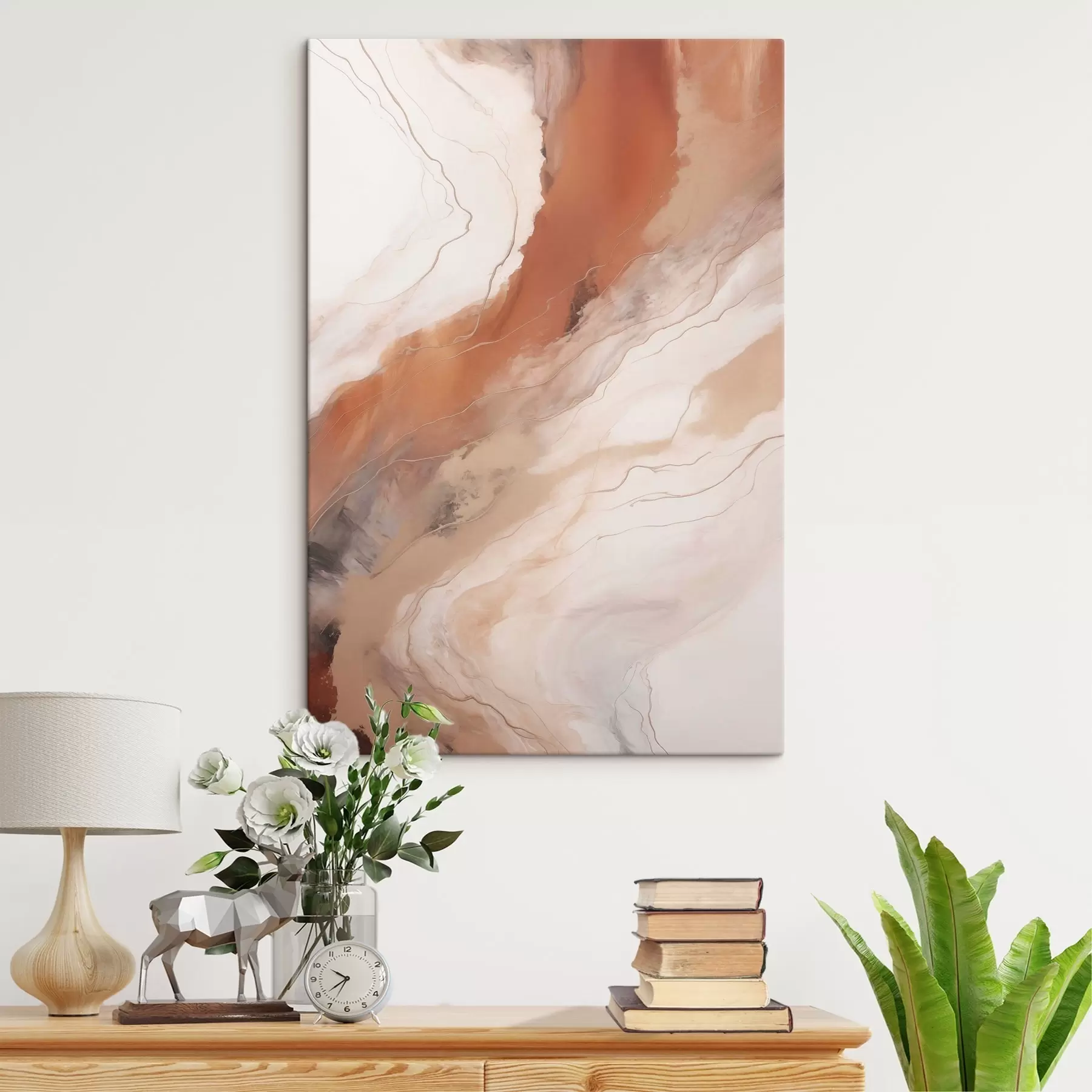  Peintures Vagues d'art fluide aux tons terracotta chauds s51085
