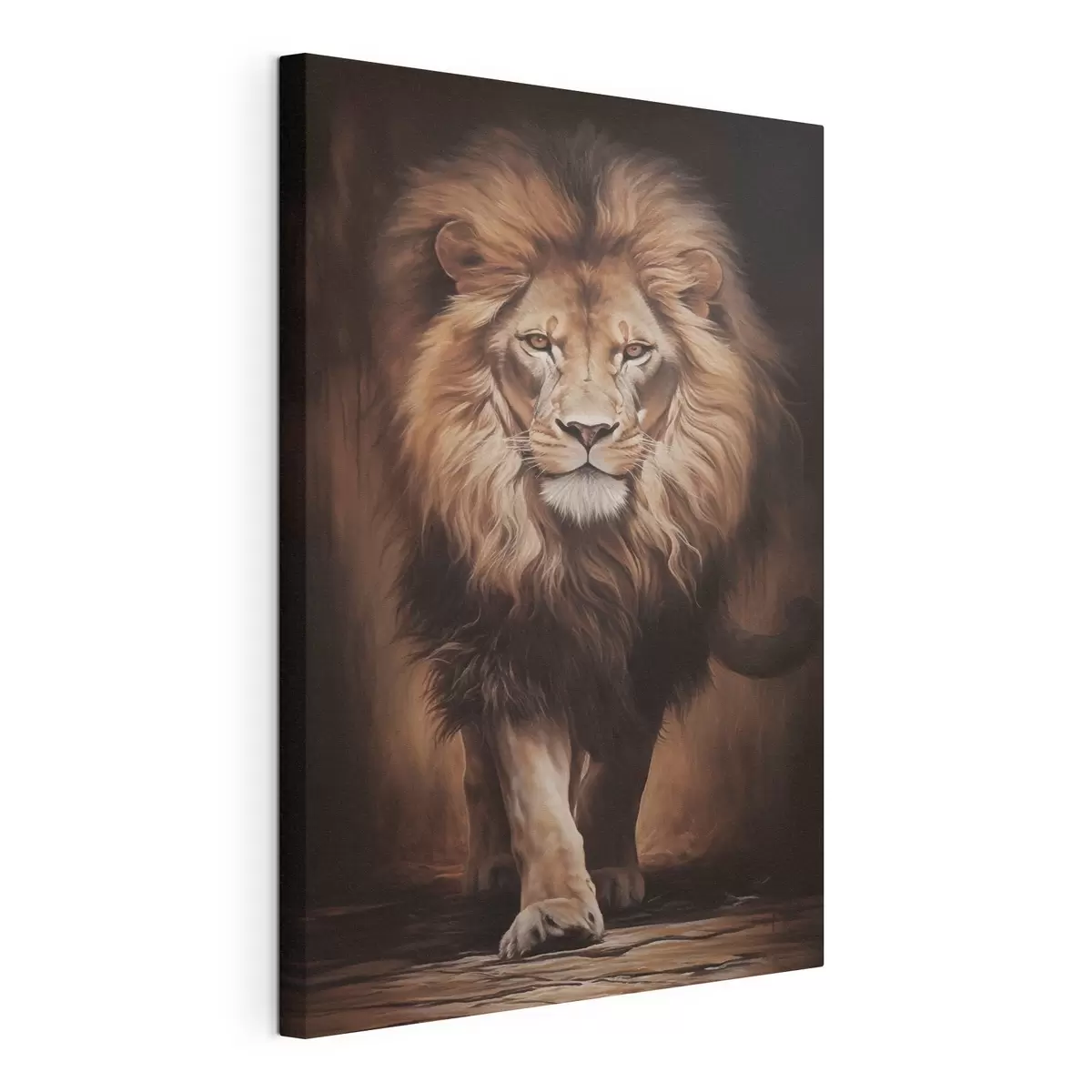  Peintures Un lion majestueux dans un intérieur sombre s51087