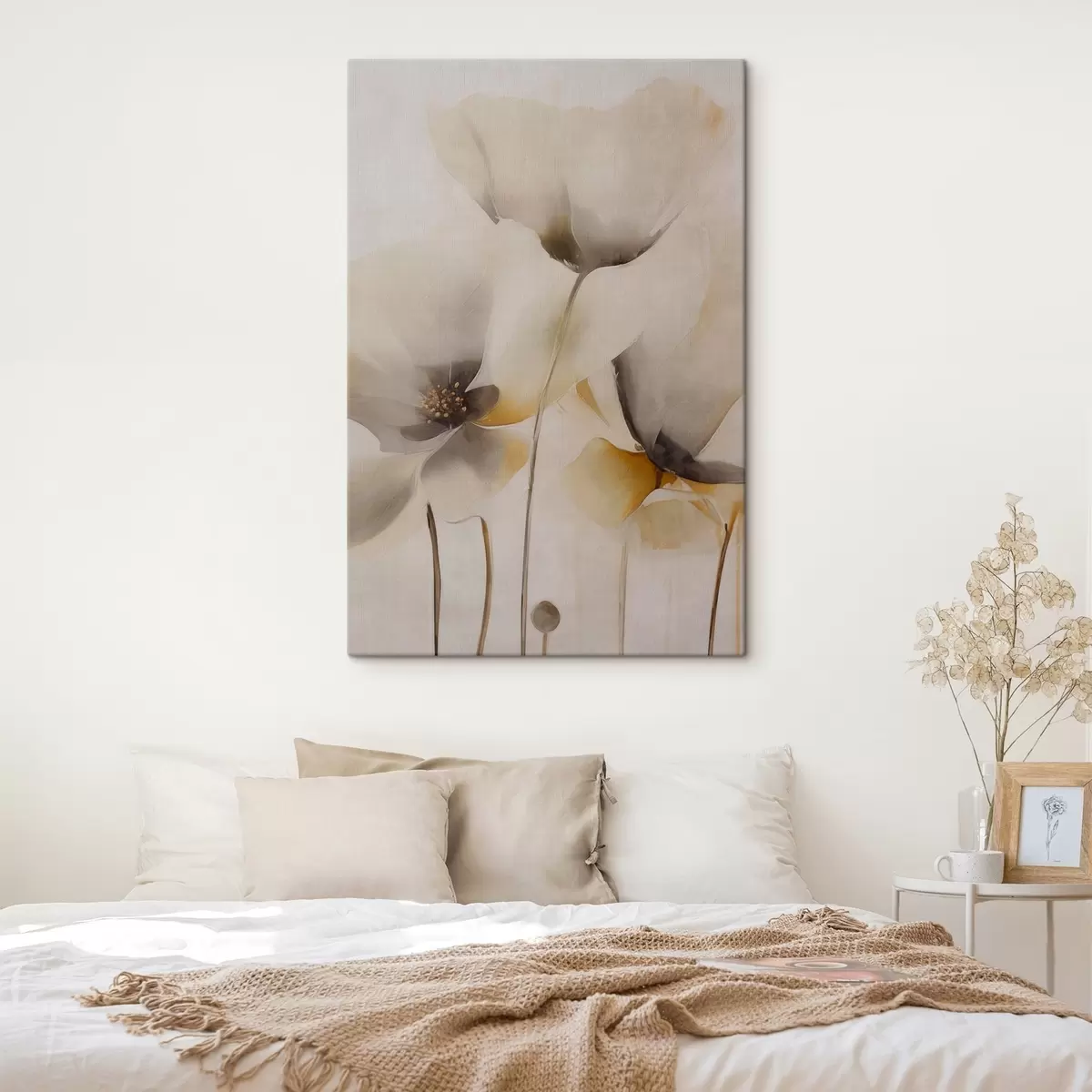  Peintures Coquelicots aériens dans une palette de beiges s51090