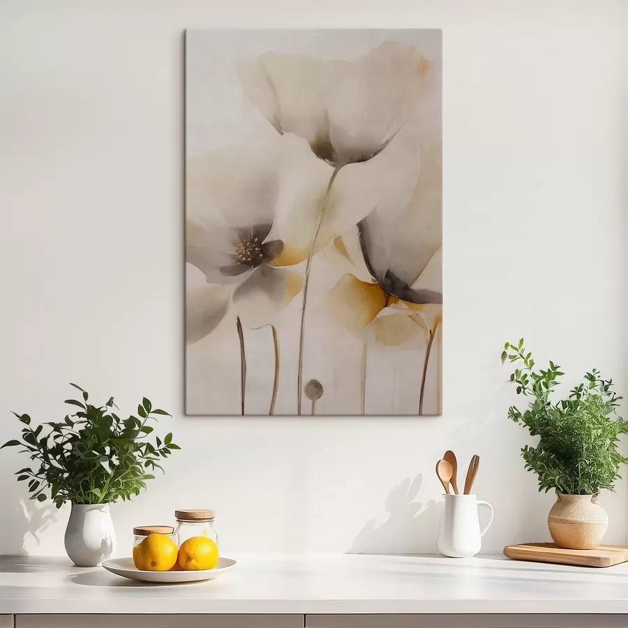 Fotobehang Luchtige papavers in een beige kleurenpalet s51090