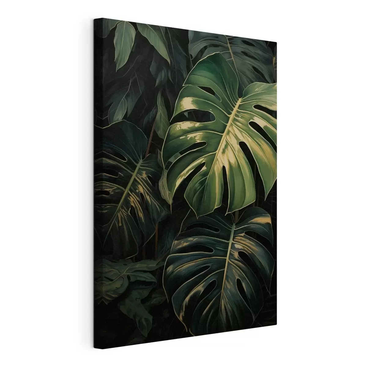  Peintures Feuilles brillantes de monstera dans les tropiques sombres s51091