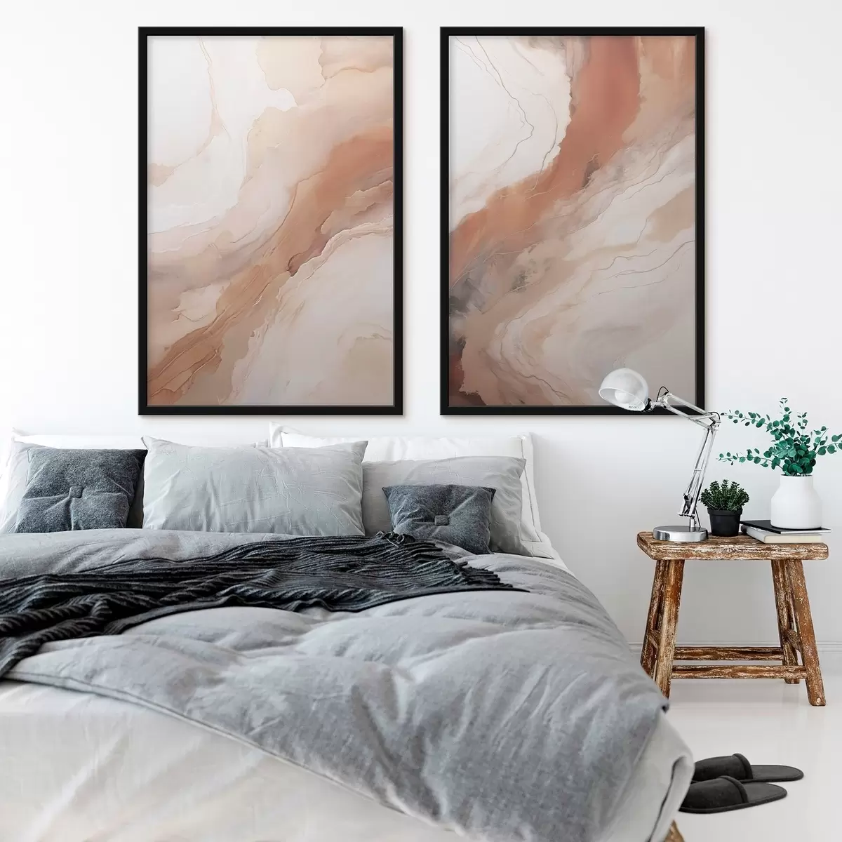Poster Beige en terracotta lagen in de ‘fluid art’-stijl d31089