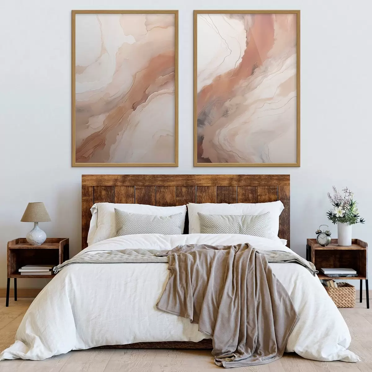 Poster Beige en terracotta lagen in de ‘fluid art’-stijl d31089