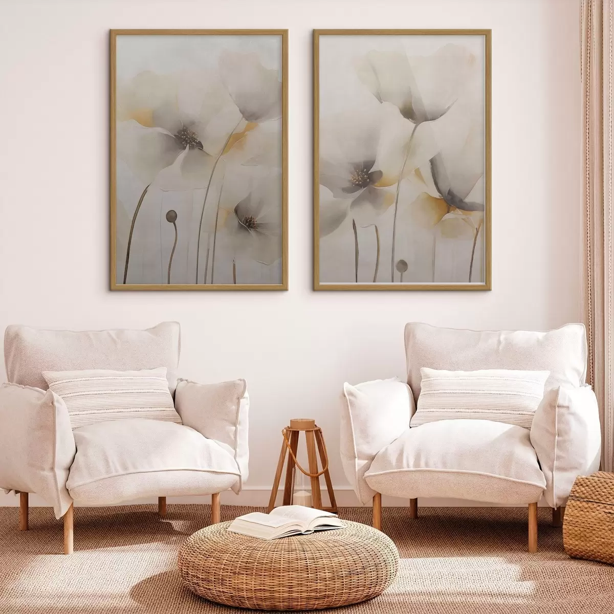 Poster Luchtige papavers in pasteltinten d31090