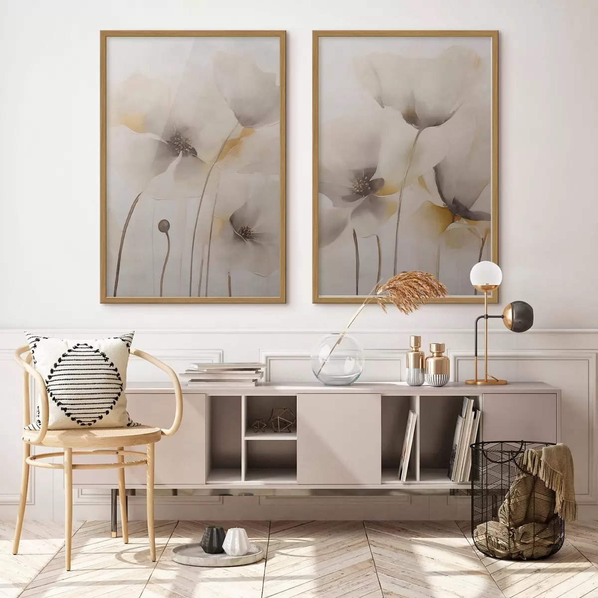 Poster Luchtige papavers in pasteltinten d31090