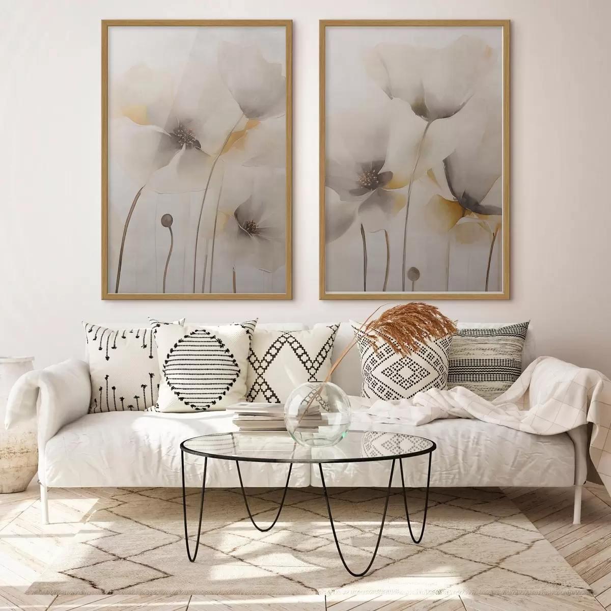 Poster Luchtige papavers in pasteltinten d31090