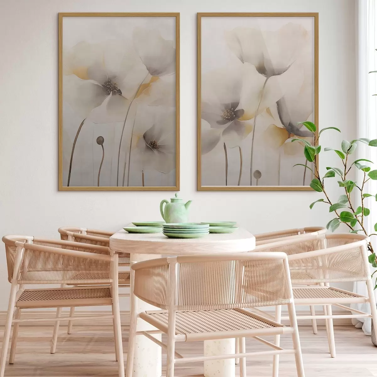Poster Luchtige papavers in pasteltinten d31090