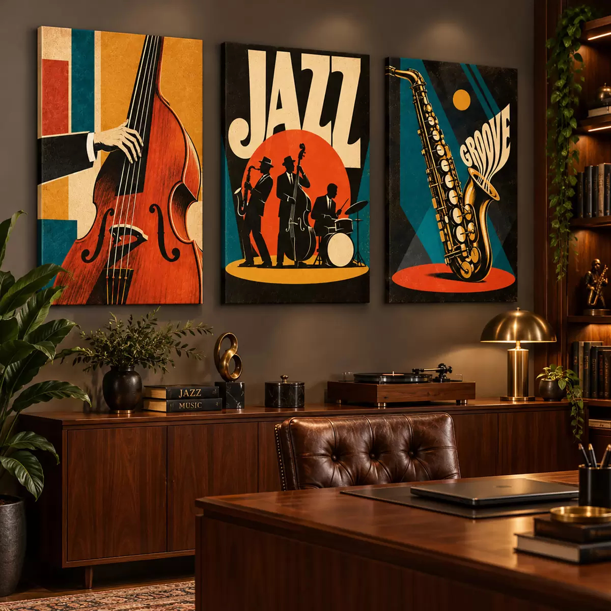  Peintures Des musiciens de jazz se produisant dans des couleurs vives m31114