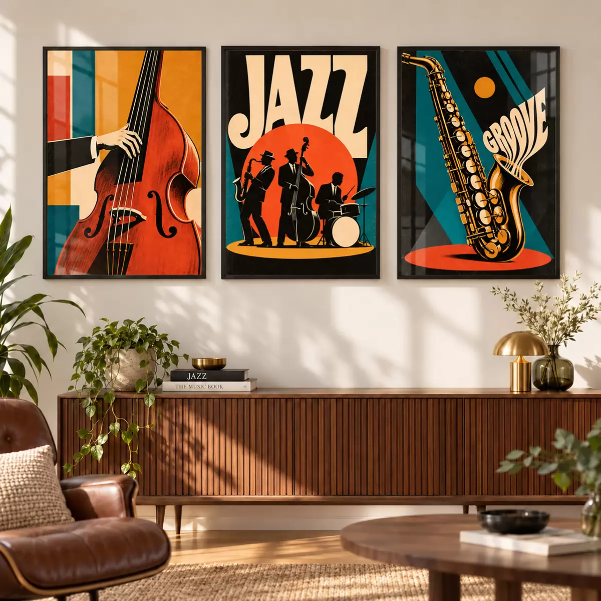 Poster Vintage muziekthema's in levendige kleuren d31115