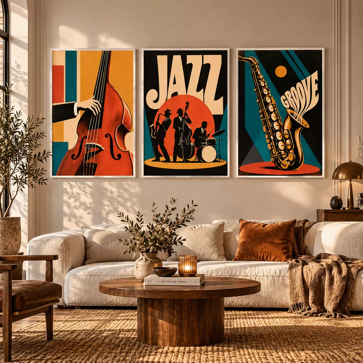 Poster Vintage muziekthema's in levendige kleuren d31115