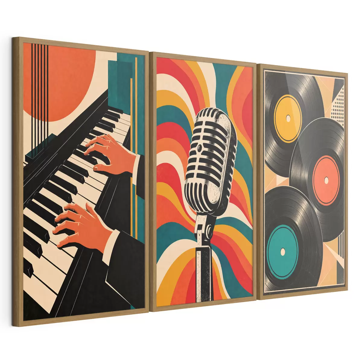 Poster Vintage muziekthema's in levendige kleuren d31115