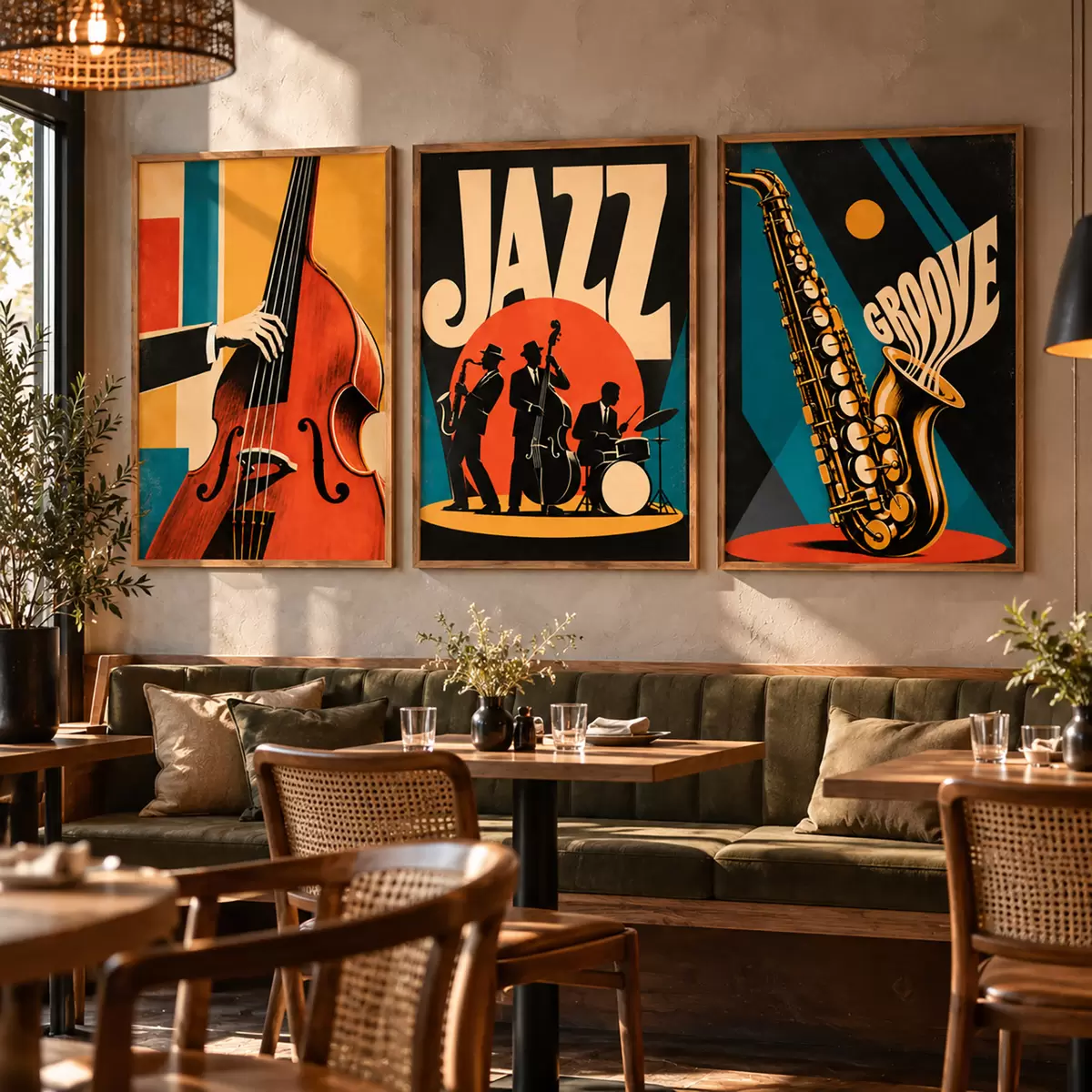 Affiche Des musiciens de jazz aux couleurs vives d31114