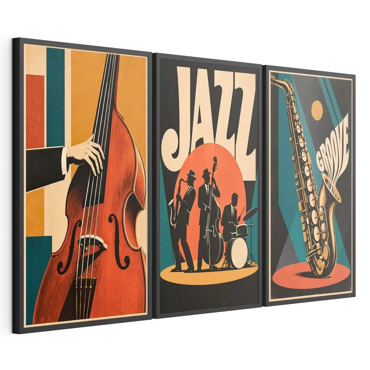 Affiche Des musiciens de jazz aux couleurs vives d31114