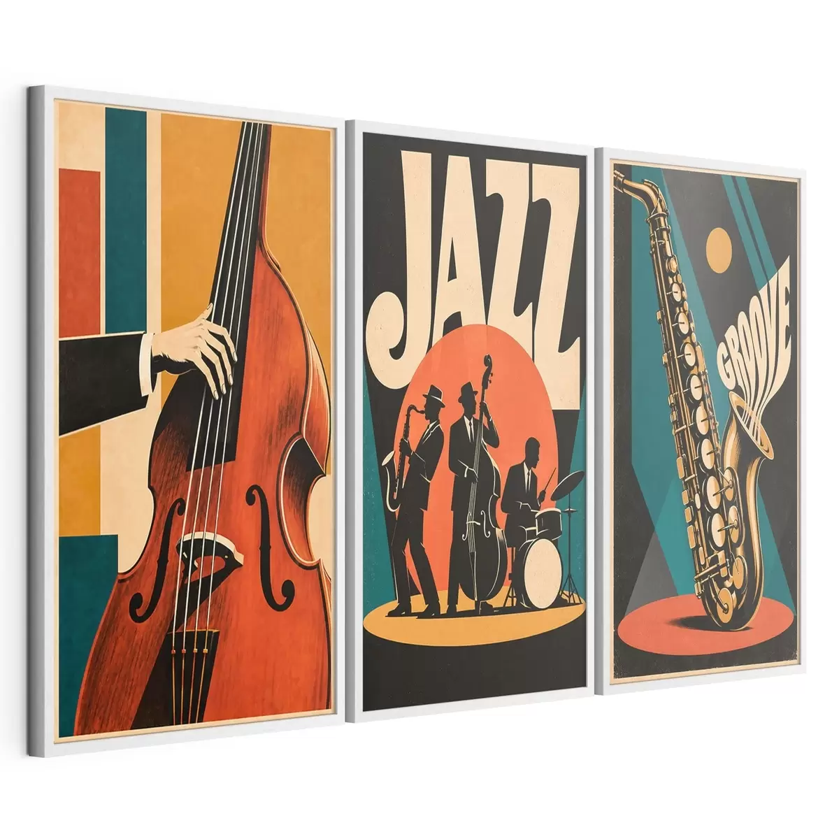 Affiche Des musiciens de jazz aux couleurs vives d31114