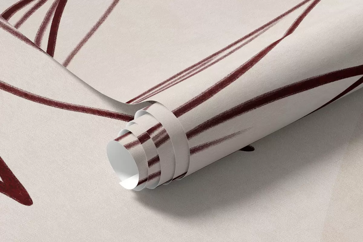 Fotobehang Minimalistische lijntekeningen van tropische bladeren en gebladerte, cirkelvormige figuren in pastelkleuren w10111v1