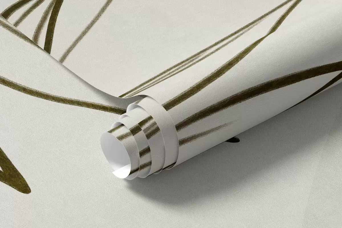 Papier peint photo Dessin au trait minimaliste représentant des feuilles et du feuillage tropicaux, ainsi que des formes circulaires aux couleurs pastel w10111v2
