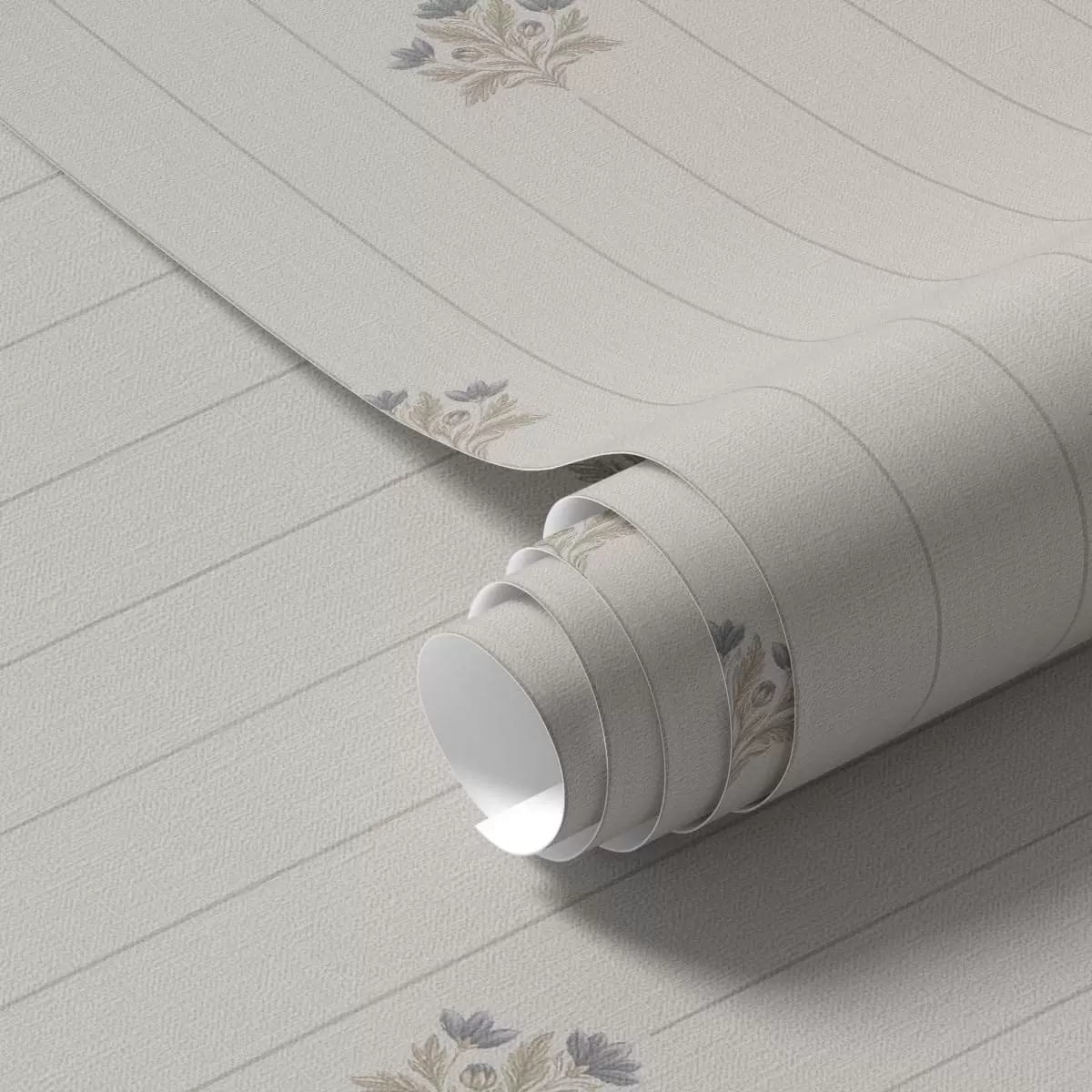 Papier peint Motifs floraux délicats et rayures verticales a01282