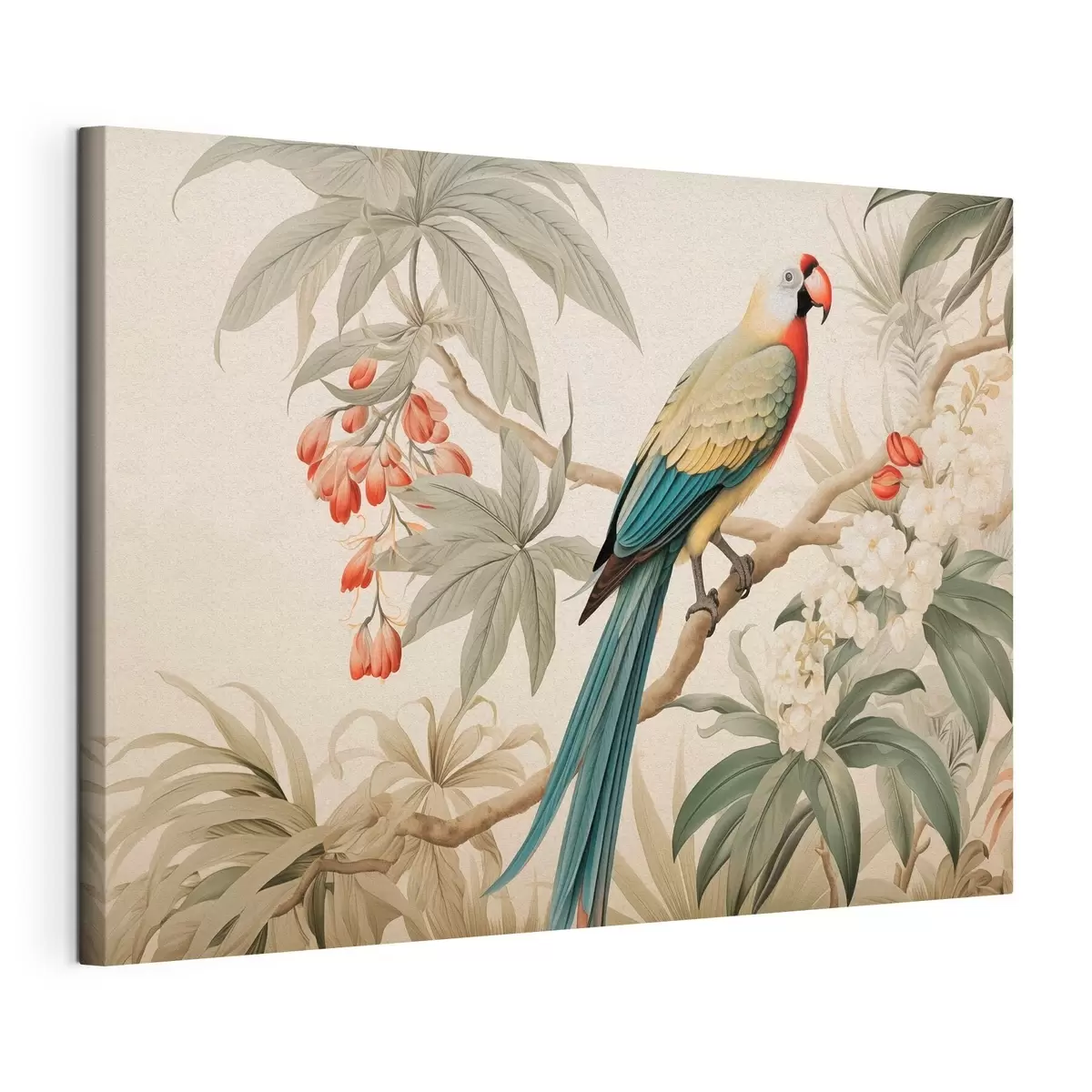  Peintures Perroquet tropical sur une branche en fleurs s51094