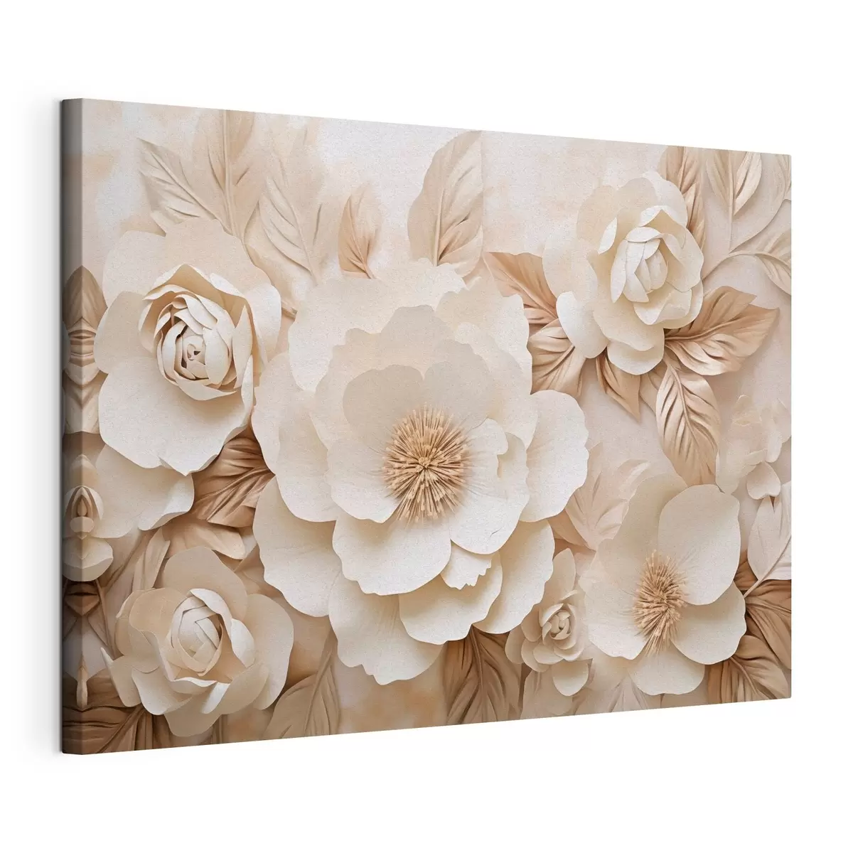  Peintures Relief en plâtre en 3D avec des fleurs blanches s51096