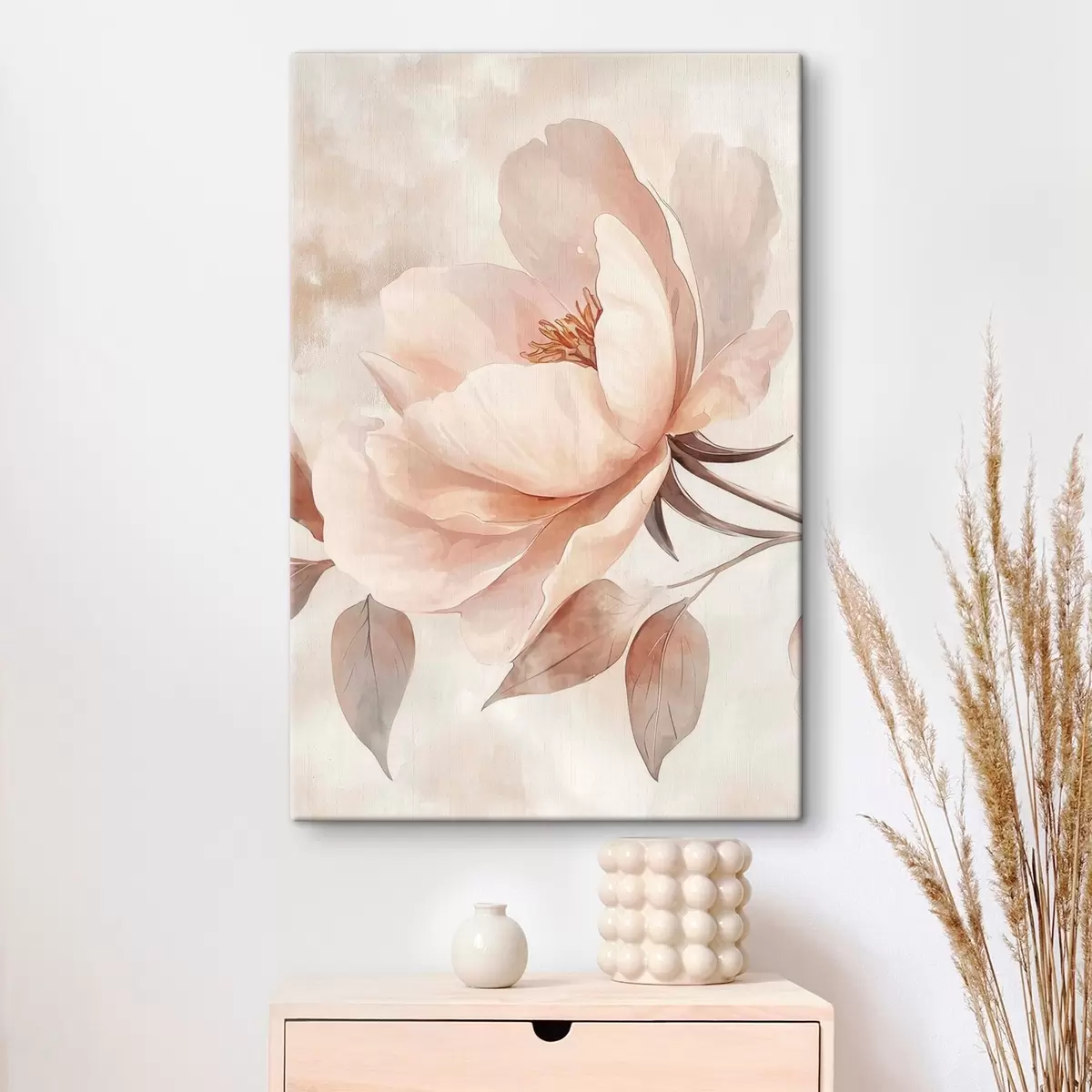  Schilderijen Roze-beige bloem in aquarelstijl s51098